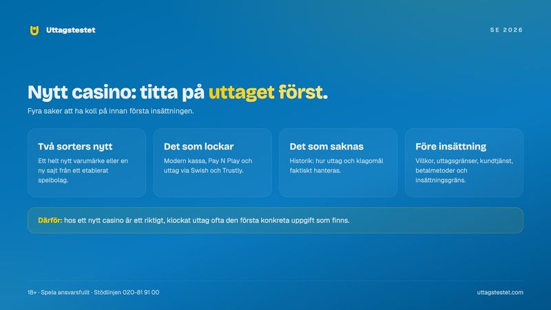 Nya casino: två sorters nytt, vad som lockar, vad som saknas och vad du bör kolla före första insättningen